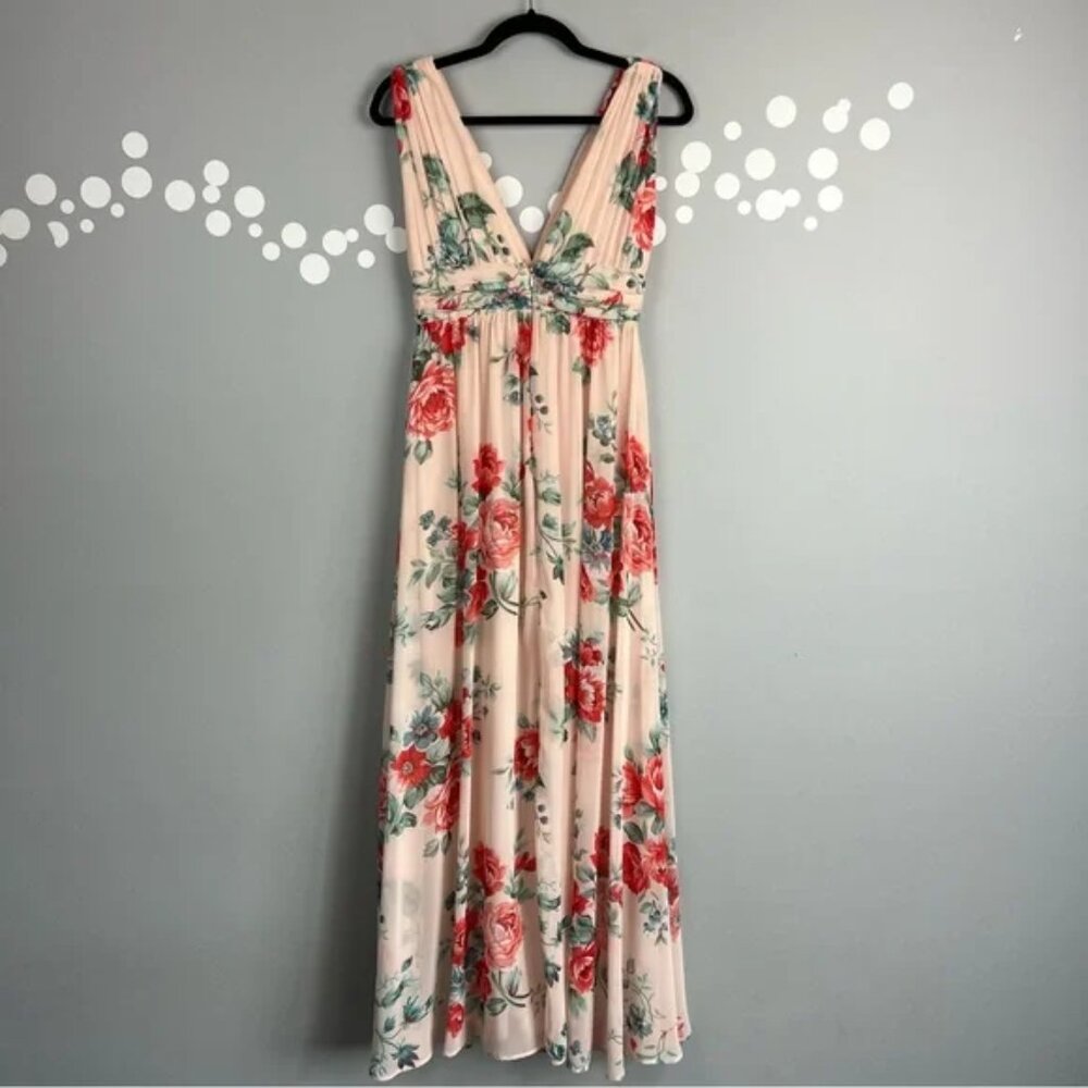Lulu's Garden Meandering Blush Floral Print Maxi Dress S - Picture 6 of 10